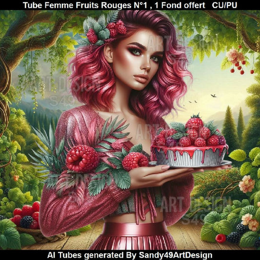 Tube Femme Fruits Rouges N°1