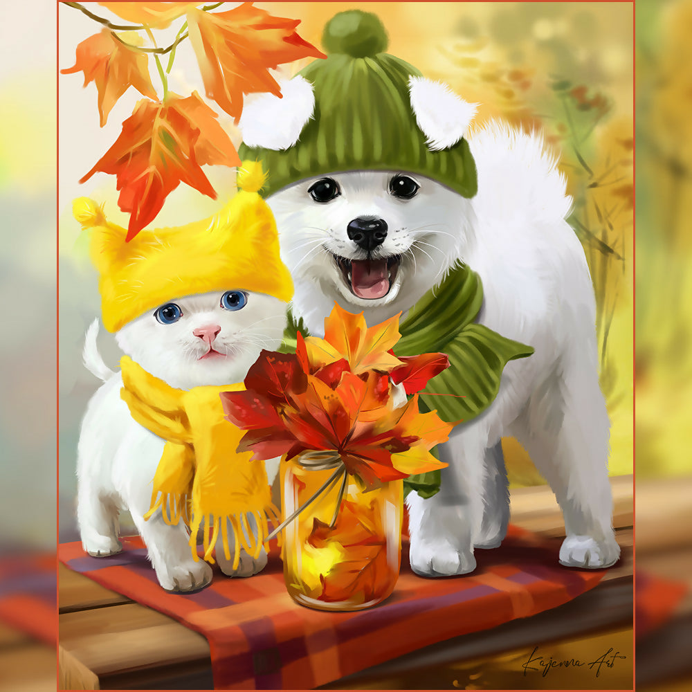 Two white and fluffy