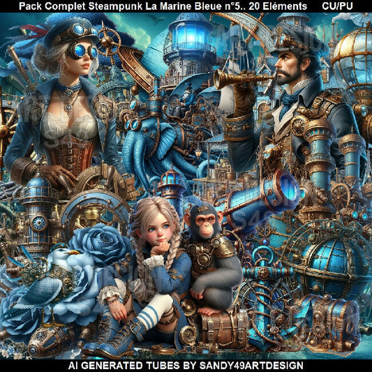 Pack complet Steampunk La Marine Bleue N°5