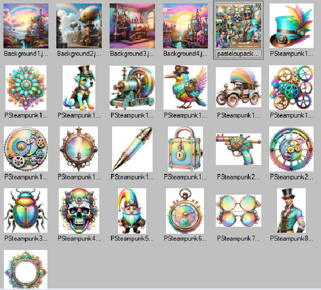 Pastel Rainbow Steampunk CU Pack 2