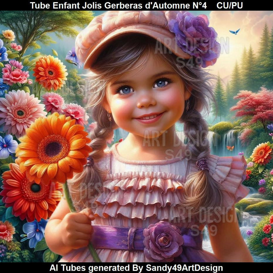 Tube Enfant Joli Gerberas d'Automne N°4