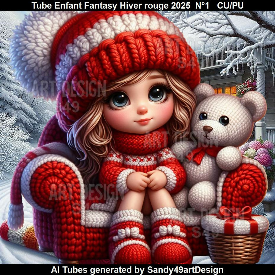 Tube Enfant Fantasy Hiver rouge N°1