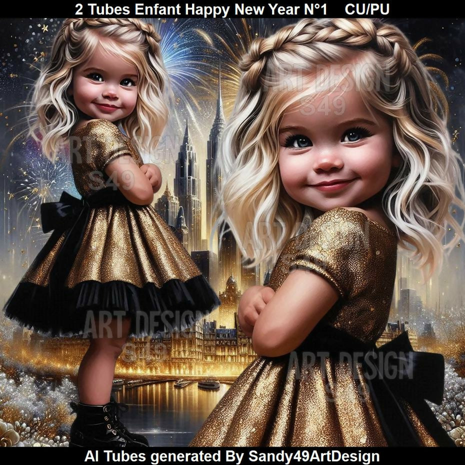 2 Tubes Enfant Happy New Year N°1