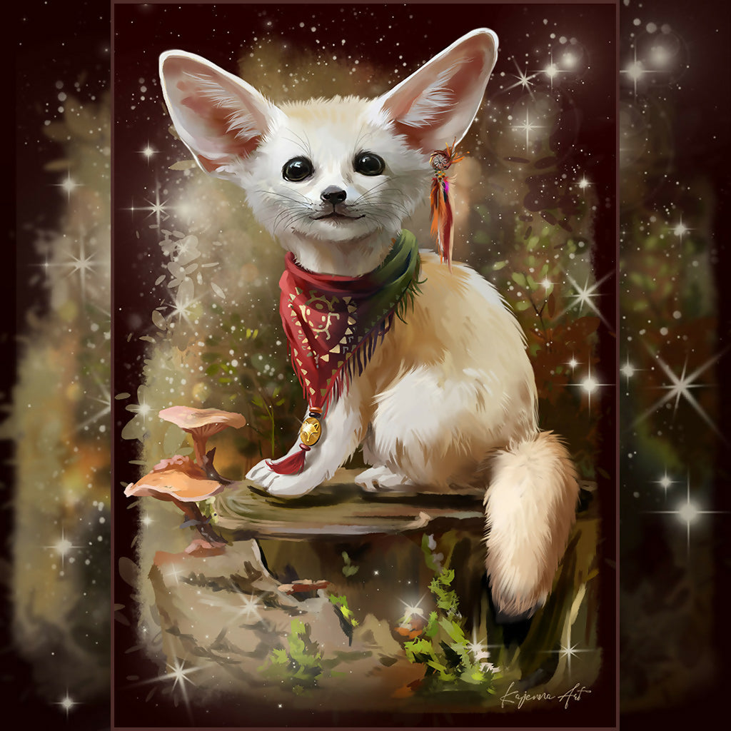 Fennec fox on a stump