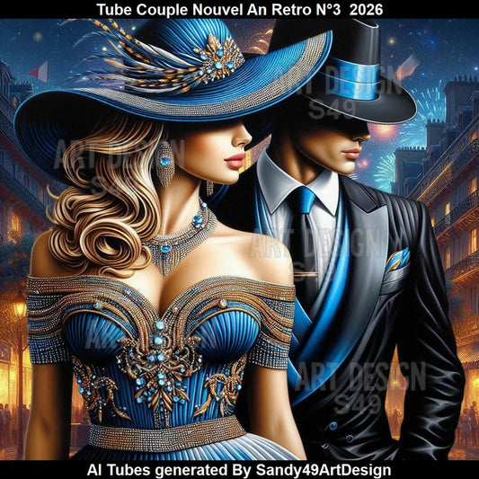 Tube Couple nouvel An Rétro N°3 2026