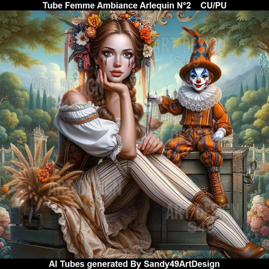 Tube Femme Ambiance Arlequin N°2