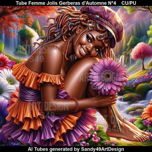 Tube Femme Joli Gerberas d'Automne N°4