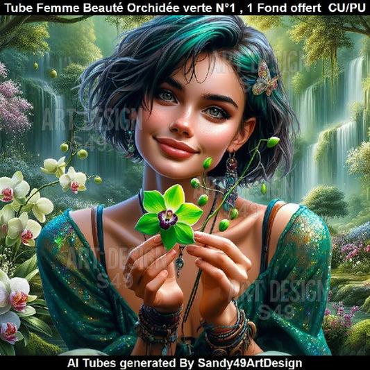 Tube Femme Beauté Orchidée verte N°1