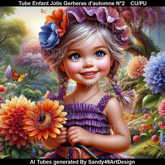 Tube Enfant Joli Gerberas d'Automne N°2