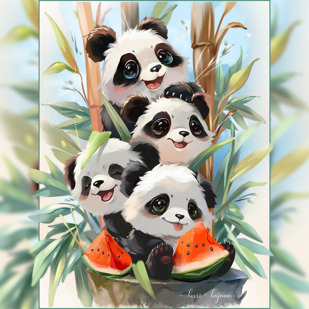 4pandas and a watermelon