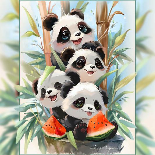 4pandas and a watermelon