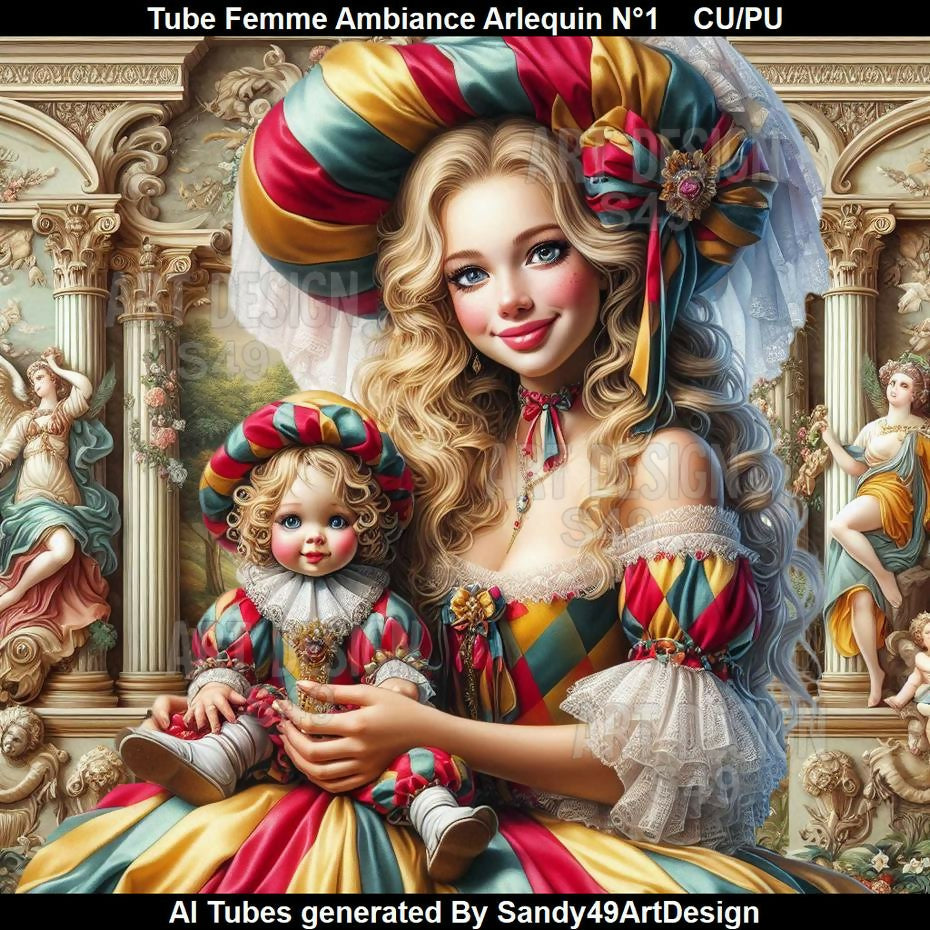 Tube Femme Ambiance Arlequin N°1