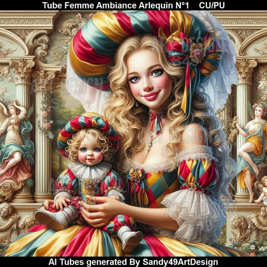 Tube Femme Ambiance Arlequin N°1