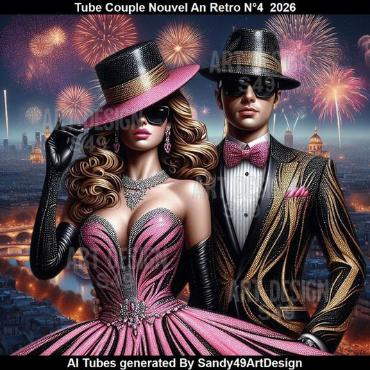 Tube Couple Nouvel An Rétro N°4 2026