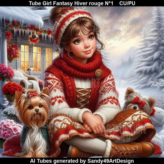 Tube Girl Fantasy Hiver rouge N°1