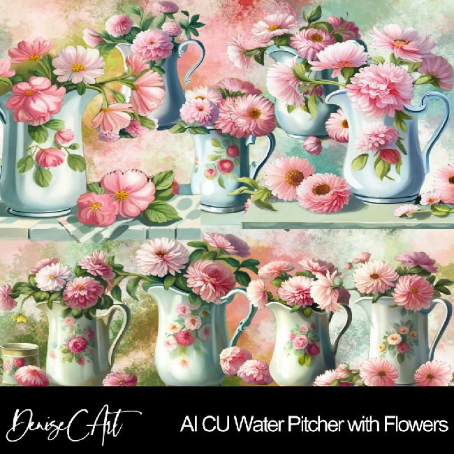 AI CU Water Pitcher with Flowers