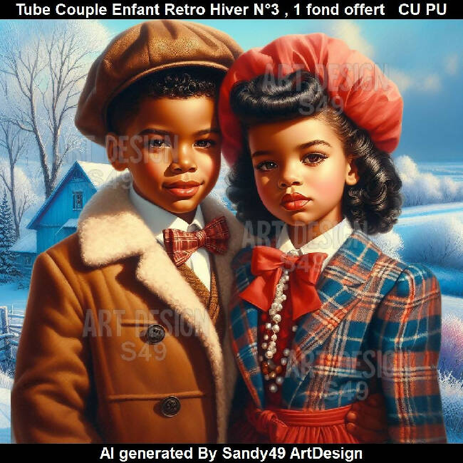 Tube Couple Enfant Retro Hiver N°3