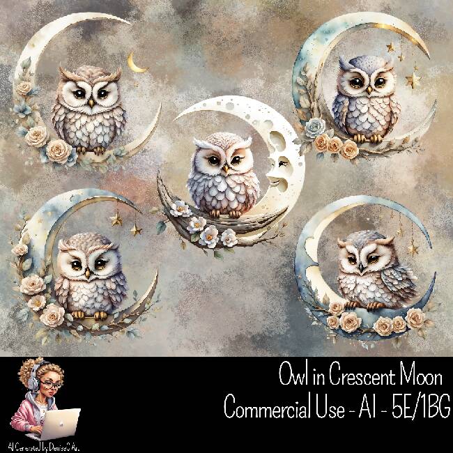Owl in Crescent Moon