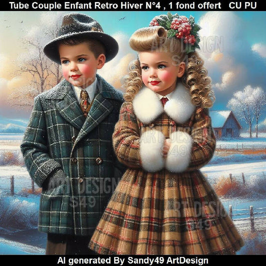 Tube Couple Enfant Retro Hiver N°4