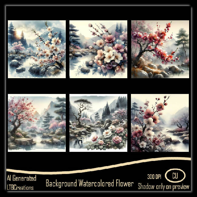 AI - Background Watercolored Flowers