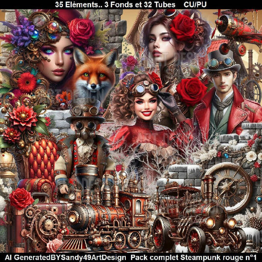 Pack Complet Steampunk rouge N°1